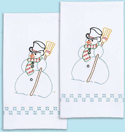 Snowman - Christmas Hand Towels - Embroidery Kit
