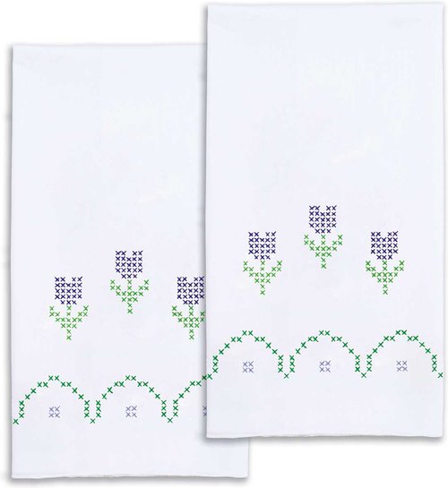 Cross-Stitch Tulips - Decorative Hand Towel - Embroidery Kit