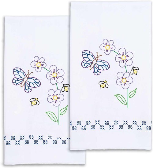 Bees & Butterfly - Decorative Hand Towels - Embroidery Kit