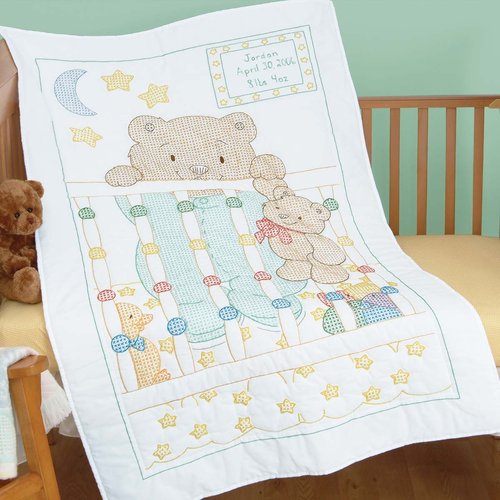 Peek-A-Boo Teddy - Crib Quilt Top - Embroidery Kit