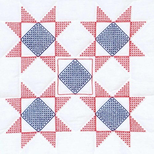 Cross-Stitch Stars Patriotic Quilt Blocks - Embroidery Kit