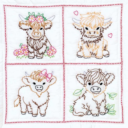 Baby Highland Cows - Quilt Blocks - Embroidery Kit