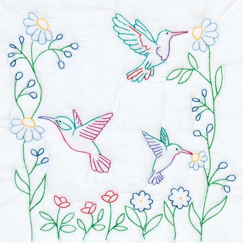 Hummingbirds - 18" Quilt Blocks - Embroidery Kit