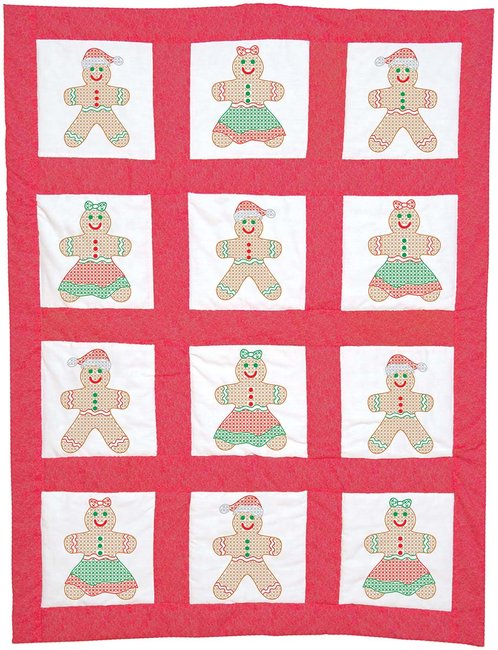 Gingerbread Boy/Girl 9″ Quilt Block Christmas Embroide