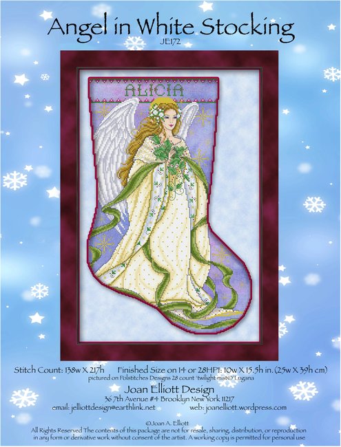 Angel in White - Christmas Stocking Cross Stitch Pattern