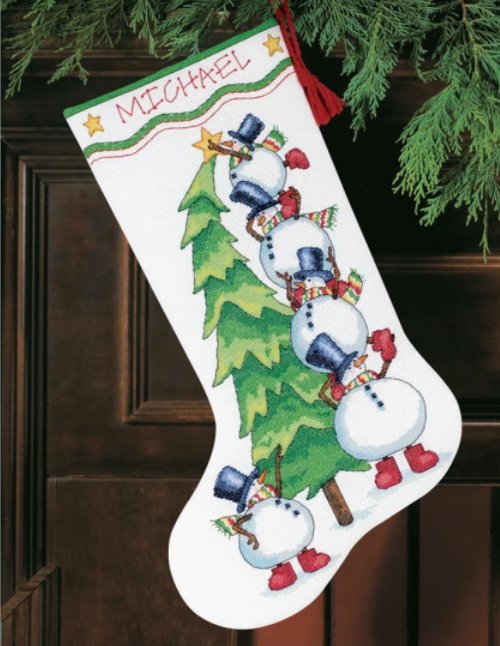 Trimming the Tree Stocking - Christmas Cross Stitch Kit