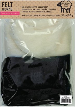 Black & White Bulk Roving - Needle Felting Wool