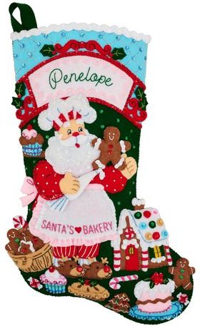 Santa, Holiday & Bakery - Stocking Felt Applique Kit