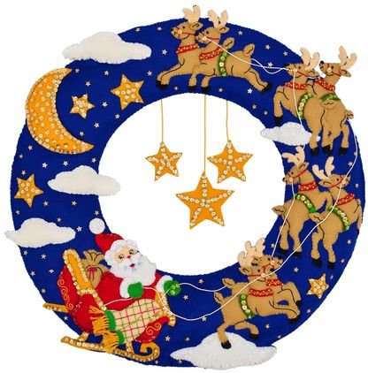 Moonlight Sleigh Ride - Christmas Wreath Felt Applique Kit