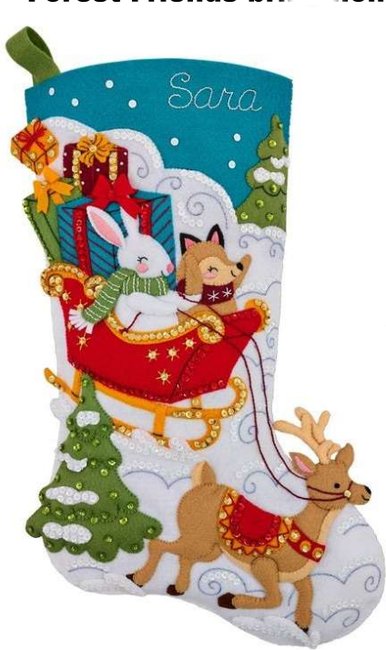 Forest Friends Christmas Run - Stocking Felt Applique Kit