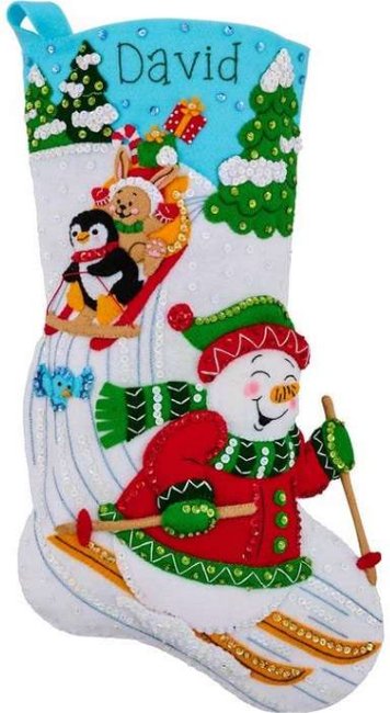 Jolly Apline Adventure Christmas Stocking Felt Applique Kit
