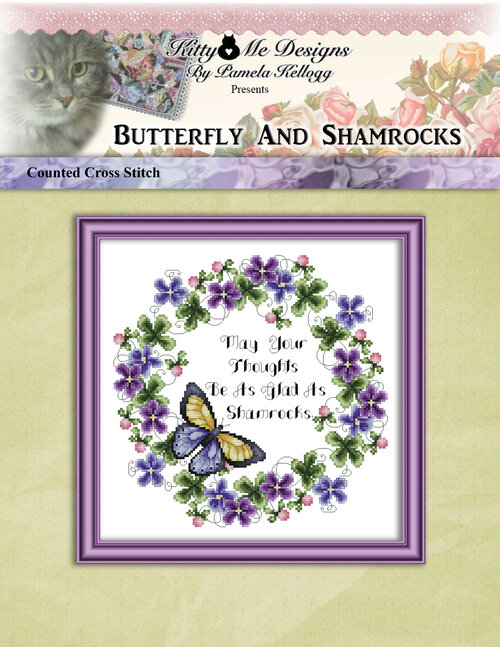 Butterfly and Shamrocks - Cross Stitch Pattern