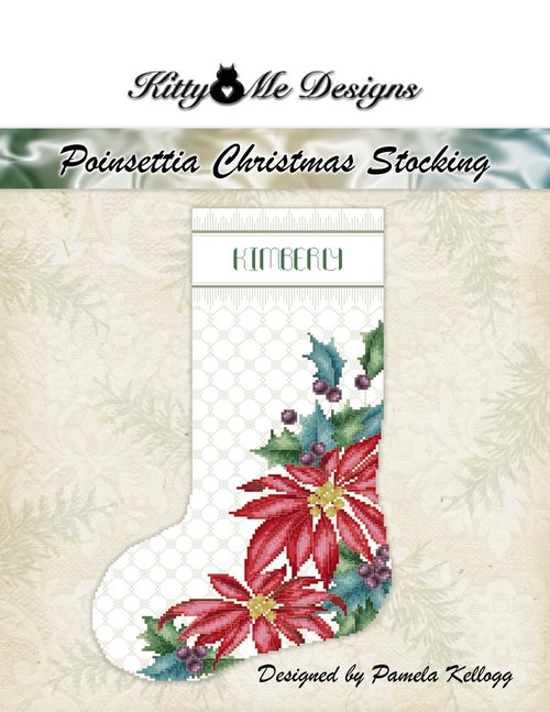 Christmas Poinsettia Stocking - Cross Stitch Pattern