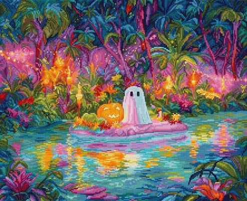 Glow Ghost Cove - Halloween Cross Stitch Kit 