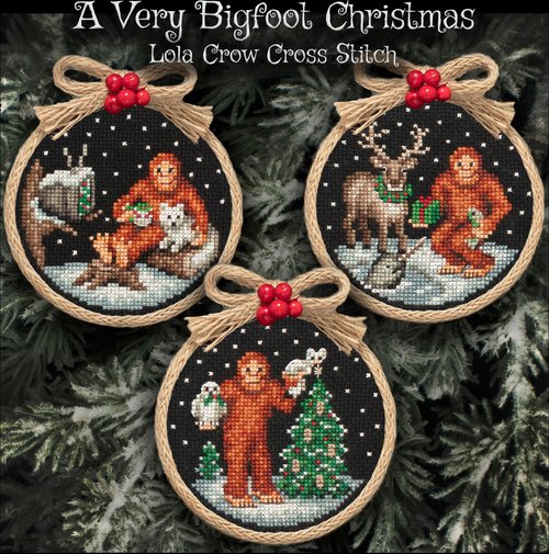 A Very Bigfoot Christmas Ornament Set - Cross Stitch Pattern