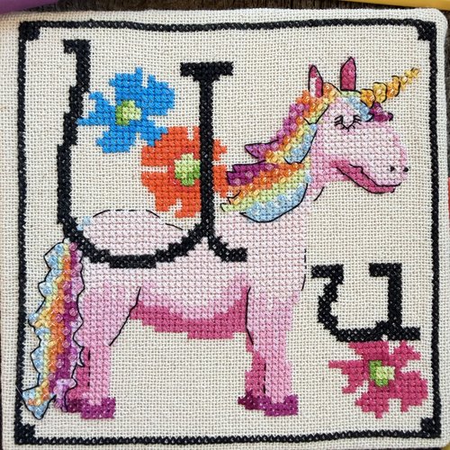 Animal Alphabet Series: Ulinda Unicorn - Cross Stitch