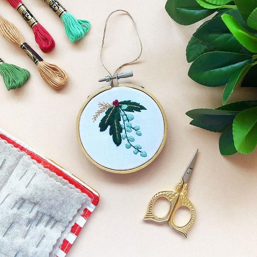Winter Botanical Ornament - Christmas Embroidery Kit