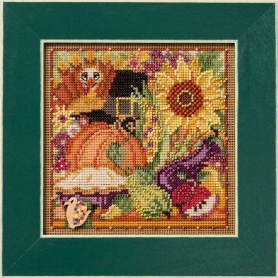 Fall Collage - Thanksgiving Beaded Cross Stitch Kit