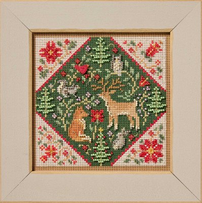 Forest Folk Art - Beaded Christmas Cross Stitch Kit