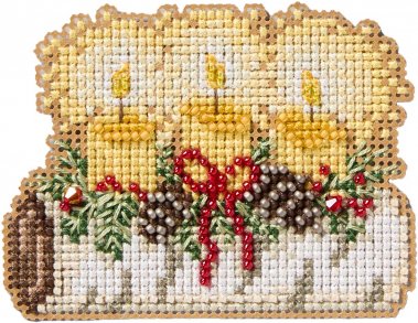 Yule Log - Beaded Christmas Cross Stitch Kit