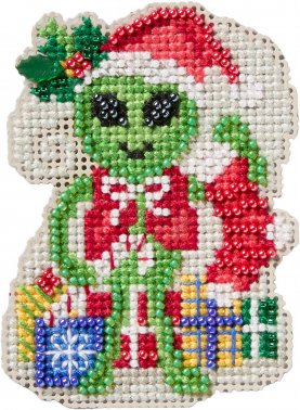 Alien Elf - Beaded Christmas Cross Stitch Kit