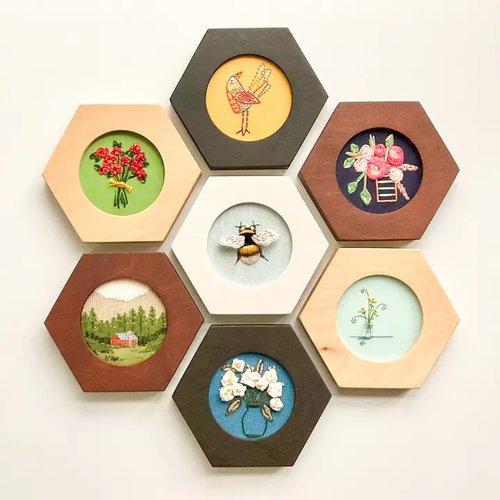 Hexagon Embroidery Hoop Frame For 3" Hoops - Natural