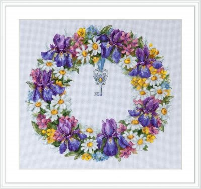 Wreath with Irises - Cross Stitch Kit