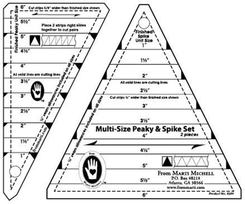 Peaky and Spike Multi-Size Quilting Ruler