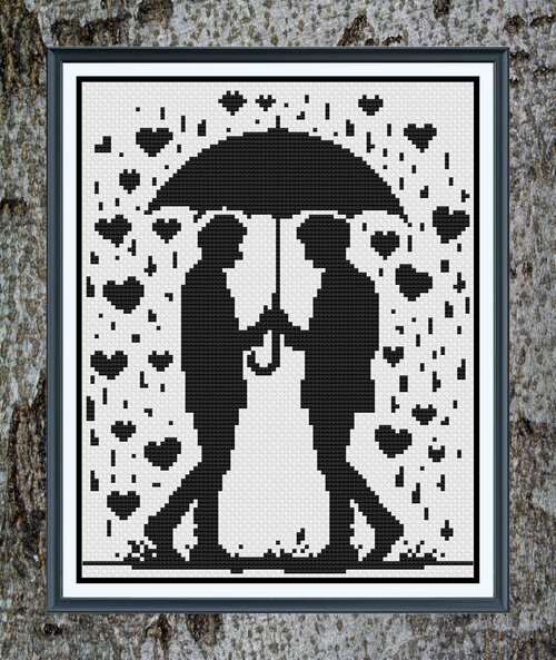 Raining Love - Males - Cross Stitch Pattern