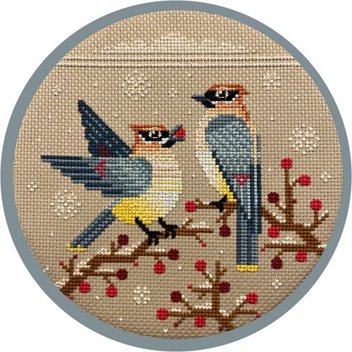Wintry Waxwings - Cross Stitch Pattern