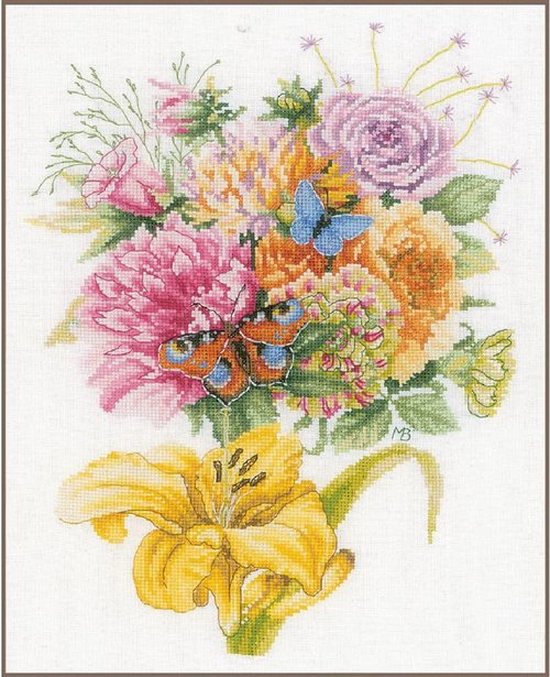 Jack Dempsey Needle Art Trapunta A Punto Croce 45,7 Cm Con Motivo Floreale, Bianco, Kit Ricamo
