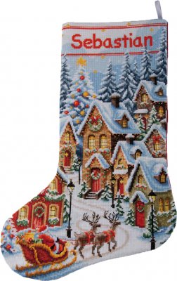 A Village Aglow - Christmas Stocking Cross Stitch Kit