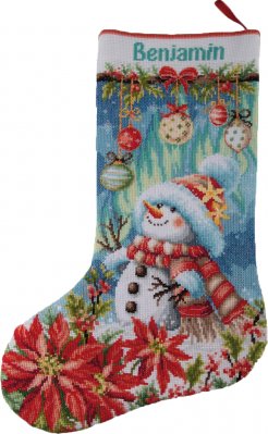 Snowman In Bloom - Christmas Stocking Cross Stitch Kit