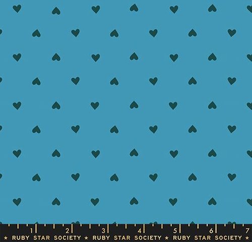 Sparkle Shopper Heart Vintage Blue - Quilt Fabric