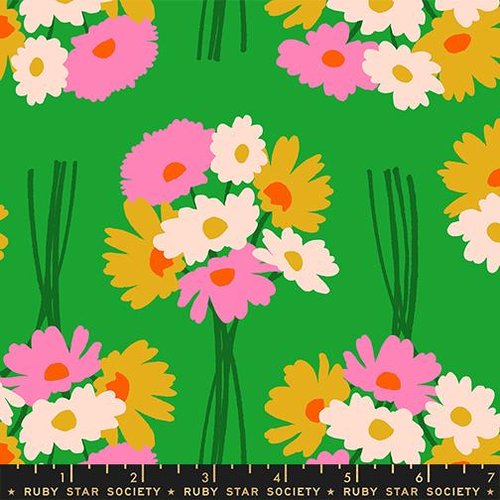 Sparkle Mart Flowers Verdant - Quilt Fabric