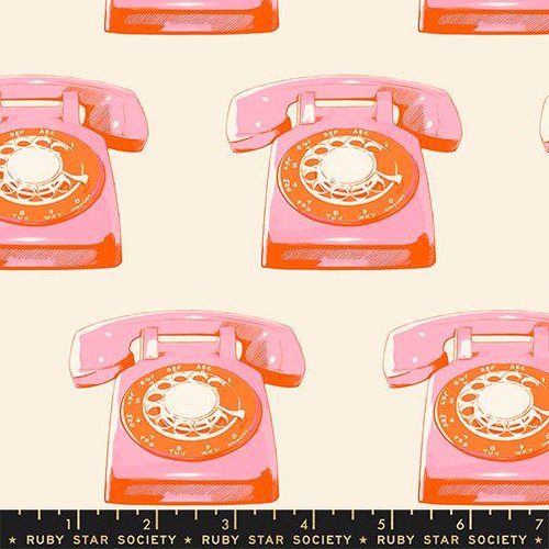 Sparkle Mart Phones Natural - Quilt Fabric