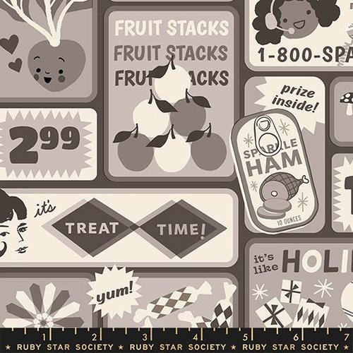 Sparkle Shopper Labels Newsprint - Quilt Fabric