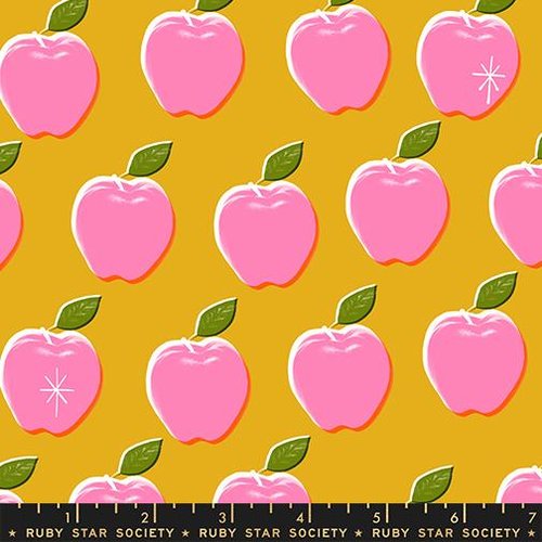 Sparkle Shopper Apples Goldenrod - Quilt Fabric
