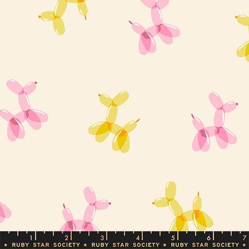 Float Balloon Doggie Natural - Quilt Fabric