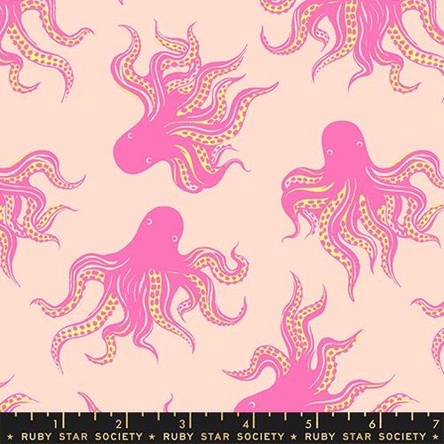 Ink Shop Octopus Peach Cream - Quilt Fabric