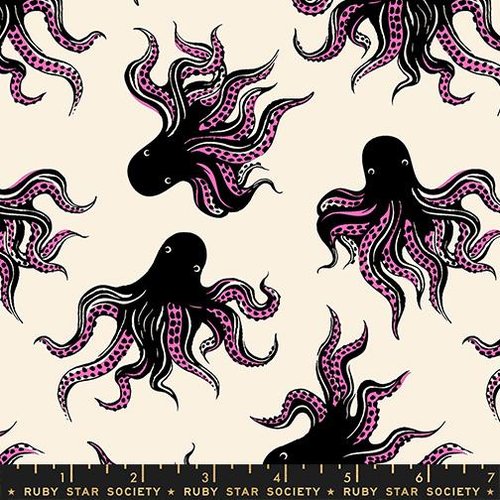Ink Shop Octopus Black - Quilt Fabric
