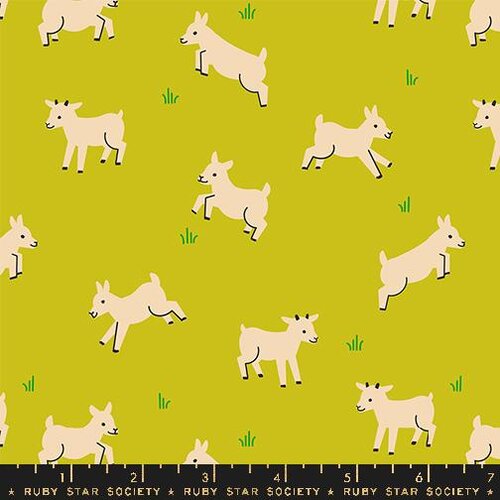 Animal Animal Goat - Pistachio - Quilt Fabric