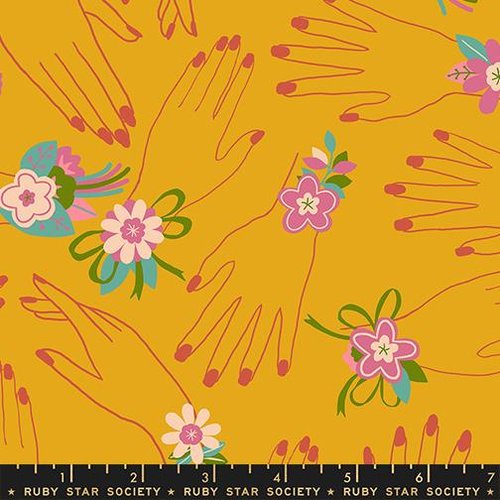 Corsage Hands Goldenrod - Quilt Fabric