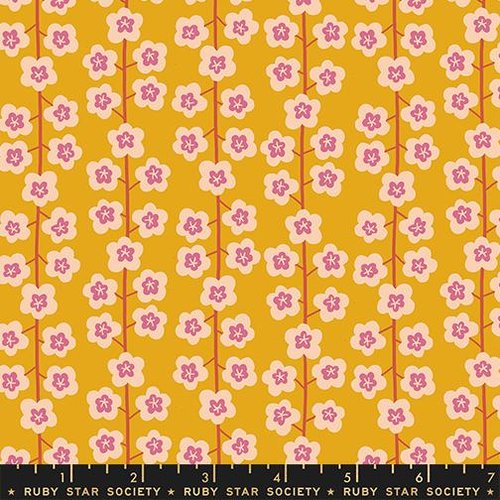 Corsage Blossoms Goldenrod - Quilt Fabric