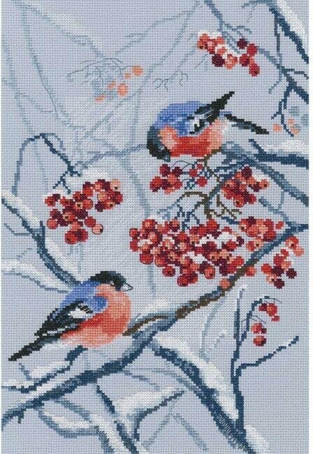 Bullfinches In Rowanberries - Cross Stitch Kit