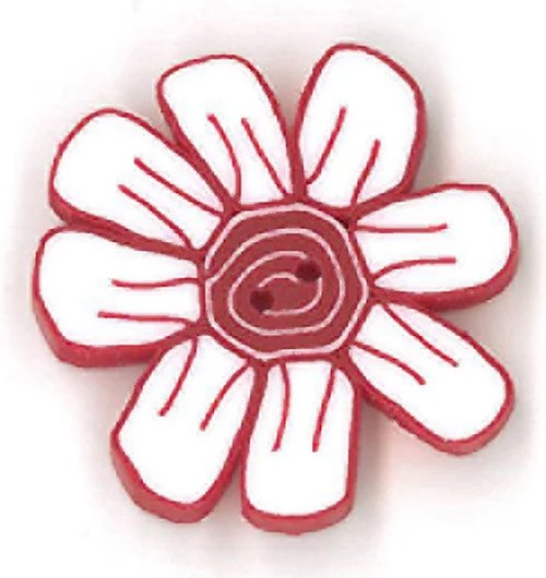 Small Daisy - Red And White - Button