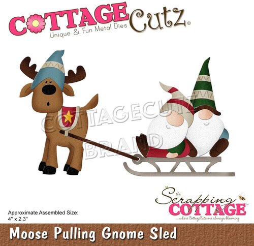 Moose Pulling Gnome Sled - Christmas CottageCutz Craft Die