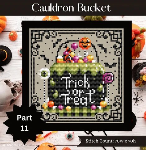 Cauldron Bucket - Halloween Cross Stitch Pattern