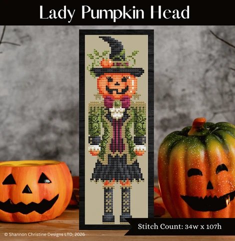Lady Pumpkin Head - Halloween Cross Stitch Pattern