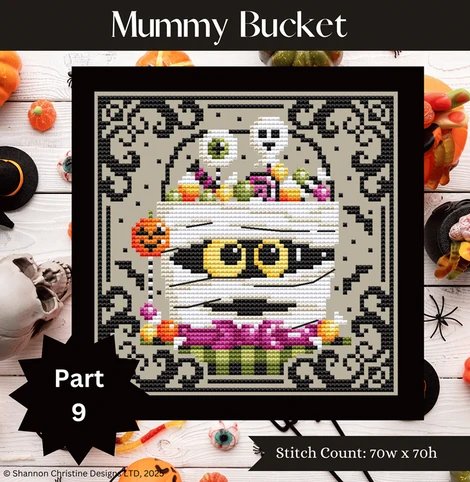 Mummy Bucket - Halloween Cross Stitch Pattern